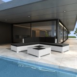 Gossi set mobilier de gradina cu perne, 6 piese, alb, poliratan