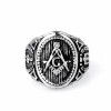 Inel Masonic Argintiu din Otel Inoxidabil Echer si Compas MM632