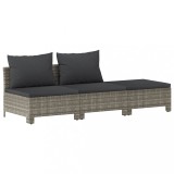 Set fotoliu de gradina 3 piese cu perne, gri, poliratan