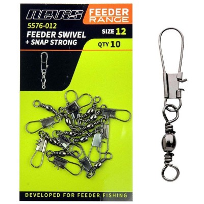 Agrafa cu Vartej Nevis Feeder Swivel + Snap Strong Nr.12, 10buc/pac foto