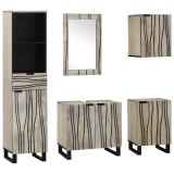Cumpara ieftin Set de mobilier pentru baie cu sertar 5 pcs Lemn de nuc maro