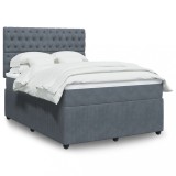VidaXL Pat box spring cu saltea, gri &icirc;nchis, 140x190 cm, catifea 3294641