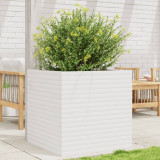 VidaXL Jardinieră de grădină, alb, 70x70x68,5 cm, lemn masiv de pin