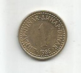 No(4) moneda- YUGOSLAVIA 1 dinar 1986, Europa, Cupru (arama)