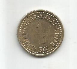 No(4) moneda- YUGOSLAVIA 1 dinar 1986 foto