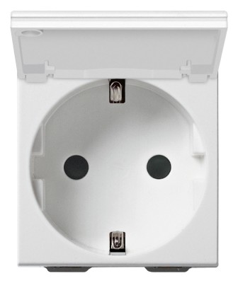 Priza schuko standard german cu capac 2M Vimar Neve alb 09208.C foto