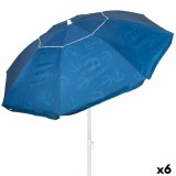 Umbrelă de plajă Aktive Albastru 220 x 210 x 220 cm (6 Unități)