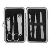 Set Manichiură și Pedichiură cu Husă Roz Animal Print, 6 Piese, Instrumente Metalice, CMCLASS