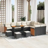 Cumpara ieftin Set de canapele pentru grădină cu pernă 13 pcs negru și crem