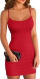 Rochie mini bodycon cu bretele subțiri și dungi, roșie, mărimea L