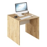 Cumpara ieftin Birou mdf natur stejar artisan alb Rioma 80x80x76 cm