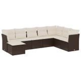 Cumpara ieftin Set canapele de gradina cu perne, 8 piese, maro, poliratan