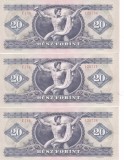 BANCNOTA 20 FORINTI / FORINT - UNGARIA / RP UNGARA, anul 1975 ,x3 SERIE CONSECUTIVA