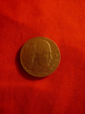 Moneda 20C 1942 Italia -Victor Emanuel III ,cal. F.Buna, otel foto
