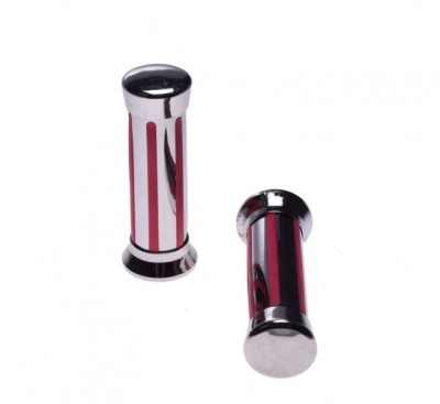 Mansoane moto metal si cauciuc, culaore crom/rosu Cod Produs: MX_NEW AW56064 foto