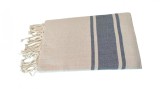 Prosop Plajă | Fouta |Tunis Alb Bej Cu Dungi Albastre 200 x 100 cm