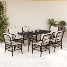 vidaXL Set mobilier de grădină cu perne, 7 piese, maro, poliratan 3212114