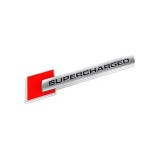 Emblema auto 3D SUPERCHARGED autoadeziva, 10 x 1 cm, aspect sportiv