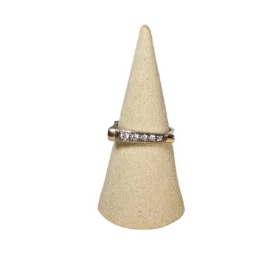 Inel din argint placat cu aur si zirconiu foto