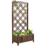 Jardiniera decorativa cu suport pentru plante cataratoare, lemn, maro, 60x30x122.5 cm, ART