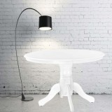 Masa living si bucatarie KL Livia, cadru lemn masiv, MDF Furniruit, 4 persoane, 103x76 cm, Alb