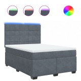 Cumpara ieftin Pat box spring cu saltea, gri inchis, 140x200 cm, catifea