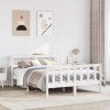 VidaXL Cadru de pat fără saltea, alb, 135x190 cm, lemn masiv de pin 3305752