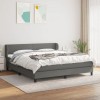 VidaXL Pat box spring cu saltea, gri &icirc;nchis, 180x200 cm, textil