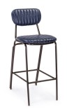 Cumpara ieftin Scaun de bar cu spatar picioare fier negru si sezut piele ecologica albastra Debbie 44 cm x 51 cm x 100 h x 74 h1