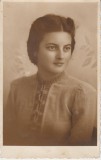 QW18 49 - Fotografie foarte veche - frumoasa domnisoara - anul 1938, Alb-Negru, Romania 1900 - 1950, Portrete