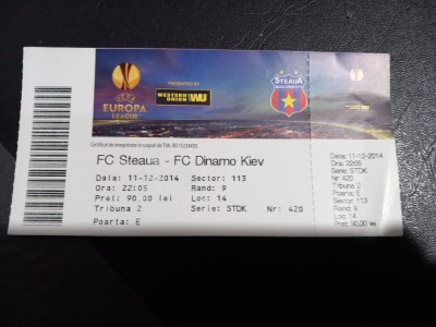 Bilet Steaua - Dinamo Kiev foto