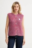 American Vintage vestă din amestec de l&acirc;nă culoarea roz, călduros, EAST19MM