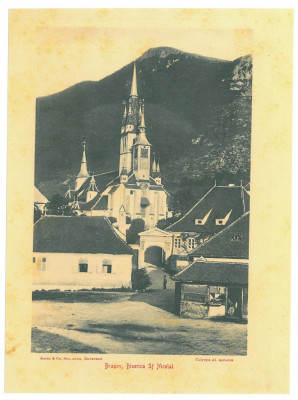 4215 - BRASOV, Church &amp;amp; FAGARAS Castle - old card 18.5/14 cm - unused foto