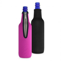 Set 2 Huse termice pentru sticle, 330-500ml, Neopren, Roz/Negru, 50014.06 foto