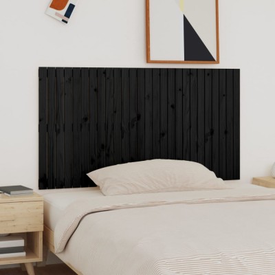 vidaXL Tăblie de pat pentru perete, negru, 166x3x90 cm, lemn masiv pin 824912 foto