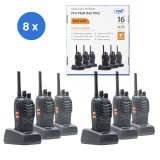 Box with 8 pieces kit 6 portable radio stations PNI PMR R40 PRO batteries, chargers and headphones included