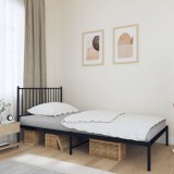 Cumpara ieftin Cadru de pat din metal cu tăblie, negru, 107x203 cm