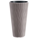 Cumpara ieftin Ghiveci decorativ de flori, rotund, inalt, cafeniu, 11/37 L, 34.9x62 cm, Sandy Slim, Prosperplast