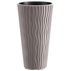 Ghiveci decorativ de flori, rotund, inalt, cafeniu, 11/37 L, 34.9x62 cm, Sandy Slim, Prosperplast