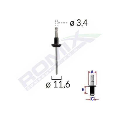 POPNIT VOLVO UNIVERSAL 3.4X11.6MM - METALIC SET 10 BUC 62188 foto