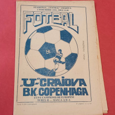 Program meci fotbal UNIVERSITATEA CRAIOVA - BK COPENHAGA (CCE 04.11.1981)