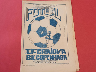 Program meci fotbal UNIVERSITATEA CRAIOVA - BK COPENHAGA (CCE 04.11.1981) foto