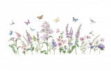 Cumpara ieftin Sticker decorativ cu Flori mov cu fluturi, 120 cm, 1133STK