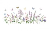 Cumpara ieftin Sticker decorativ cu Flori mov cu fluturi, 120 cm, 1133STK