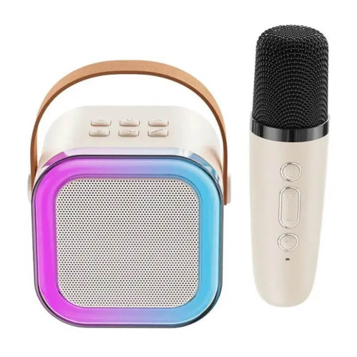Boxa portabila cu microfon wireless, RGB, karaoke, bluetooth, 10W, Aux, card tf