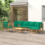 Set mobilier de gradina cu perne verzi, 7 piese, bambus GartenMobel Dekor, vidaXL