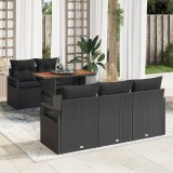 Set canapea gradina Gossi 6 piese cu perne negru ratan poli, canapea gradina Gossi 2 locuri cu storage si perne negru ratan poli
