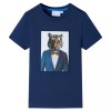 Tricou pentru copii cu m&acirc;neci scurte, albastru &icirc;nchis, 104, vidaXL