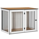 PawHut Cușcă pentru c&acirc;ini, Cușca pentru animale de companie pentru c&acirc;ini mari, Casă pentru c&acirc;ini, Interior, 106 x 60 x 76 cm, Stejar+Alb | Aosom Roman