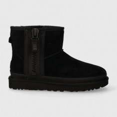 UGG cizme de zăpadă din piele întoarsă Classic Ultra Mini culoarea: negru 1016222.BLK